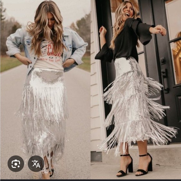 Anthropologie Maeve Tatiana Sequin Fringe Midi Maxi Skirt - Picture 2 of 11